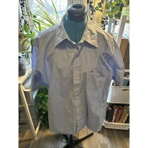 Mens Tommy Hilfiger Light Blue Texture Button Up Size XL Classic Fit D2
